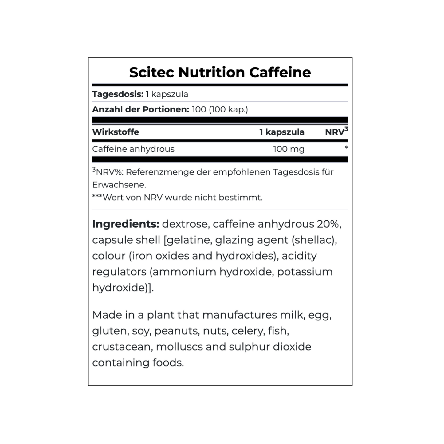 SCITEC NUTRITION Caffeine Caps 120 Kapseln (Kopie)