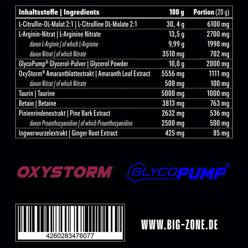 BIG ZONE Bloodstorm 2.0 (Pump Booster) 300g
