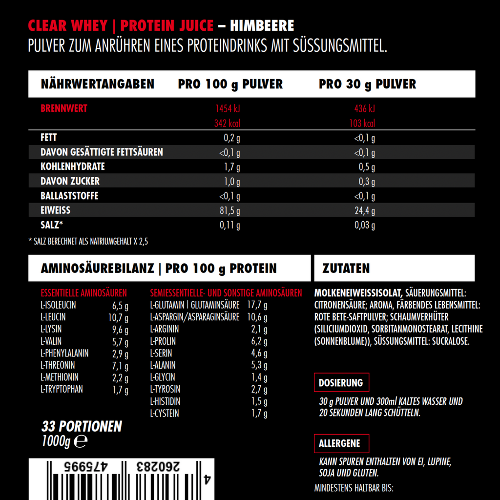 BIG ZONE Clear Whey Protein Juice 1000g