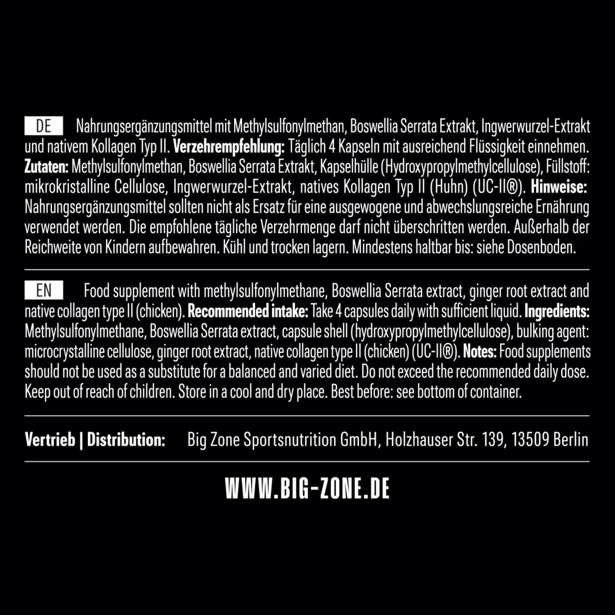 BIG ZONE Joint Protect 2.0 120 Kapseln (Kollagen)