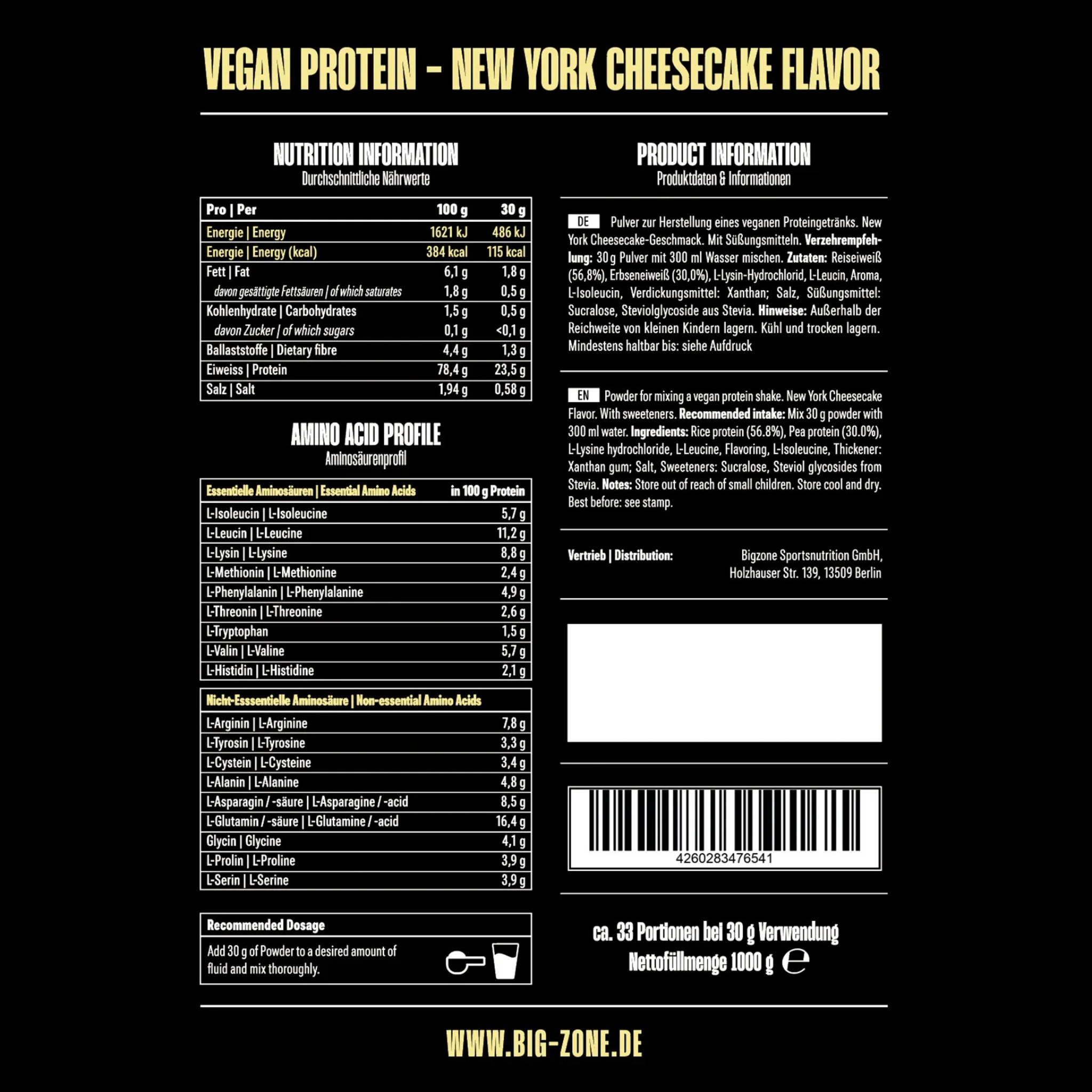 BIG ZONE Battle Vegan Protein 1000g