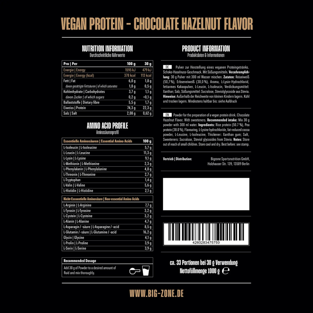 BIG ZONE Battle Vegan Protein 1000g