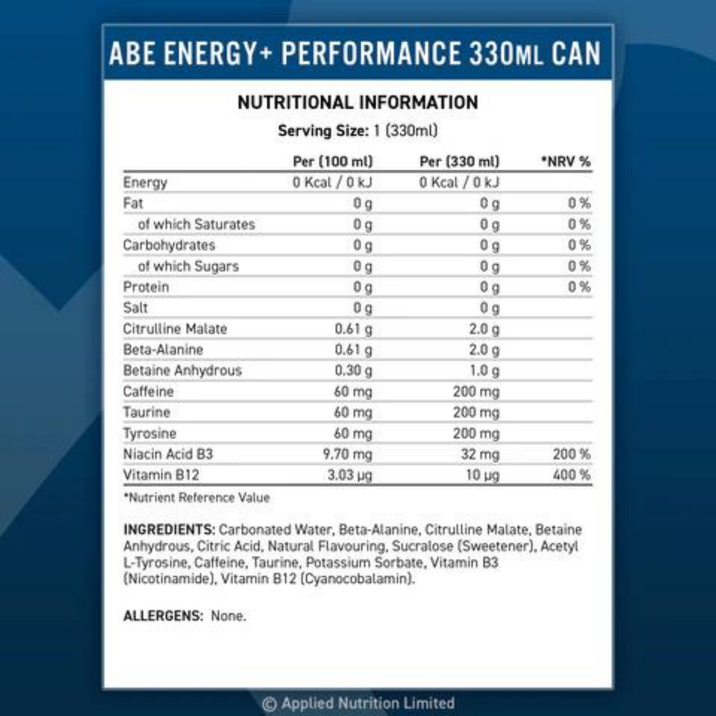 APPLIED NUTRITION ABE Energy + Performance Drink 12x330ml